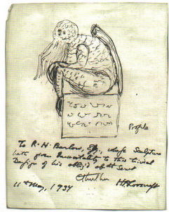 Lovecraft sketches Cthulhu. 1934