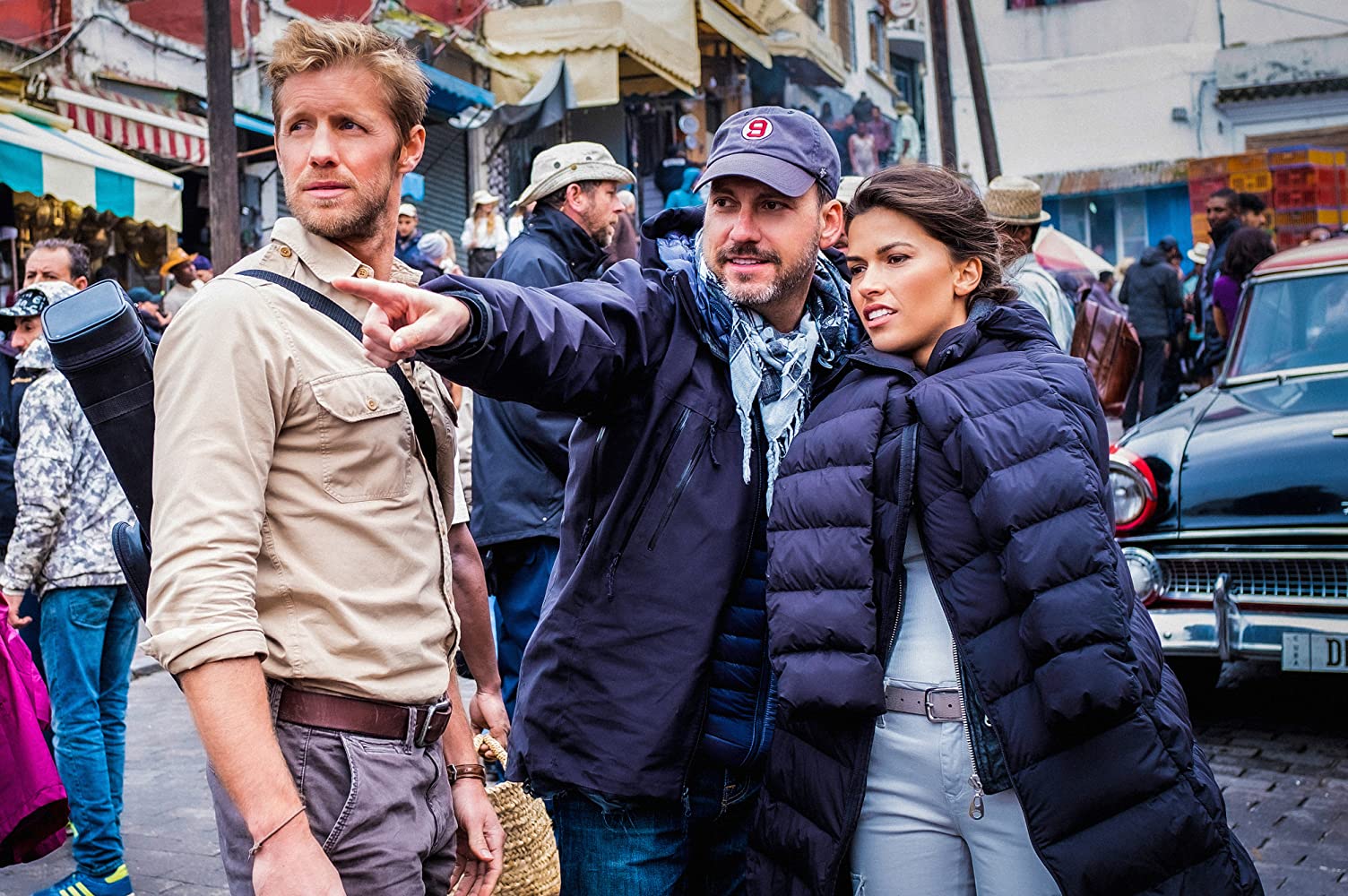 Matt Barr and Sofia Pernas on the set of Blood and Treasure Season 2
