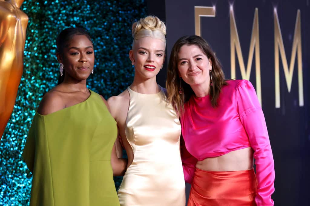"The Queens Gambit" cast members at the 73rd Emmy Awards.